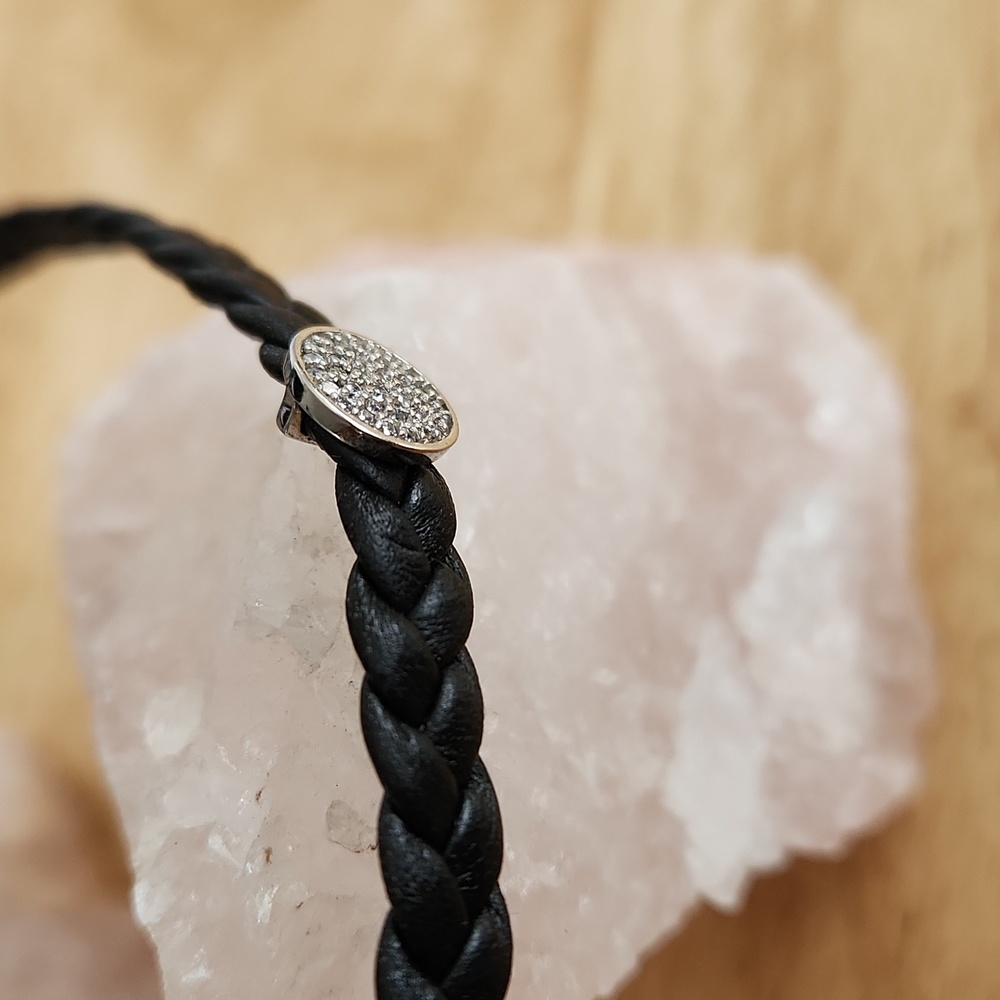 925 Sterling Silver Black Braided Rope Choker Necklace